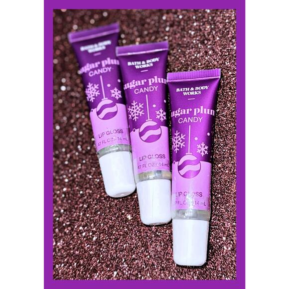 Bath & Body Works 0.47 oz Sugar Plum Candy Nourishing Lip Gloss x3 - Picture 1 of 4